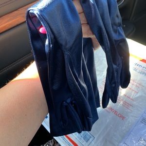 opera satin long gloves. Navy blue